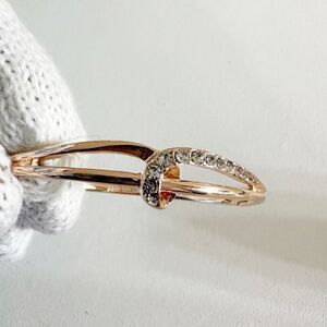 Anne Klein Gold Tone  Crystal Crisscross Bangle Bracelet Fashion Jewelry